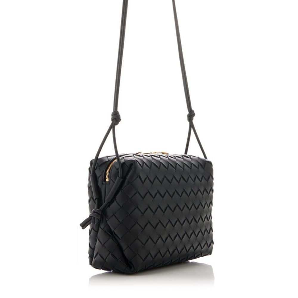 Bottega Veneta Loop Intrecciato Leather Bag in Black